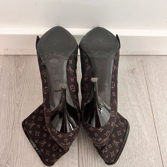 Louis Vuitton Mimosa Mini Lin Monogram Ankle Boots 7.5 - Picture 7 of 15